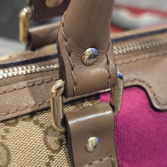 Gucci Monogram Vintage Web Medium Boston Purple Brown - Picture 8 of 16
